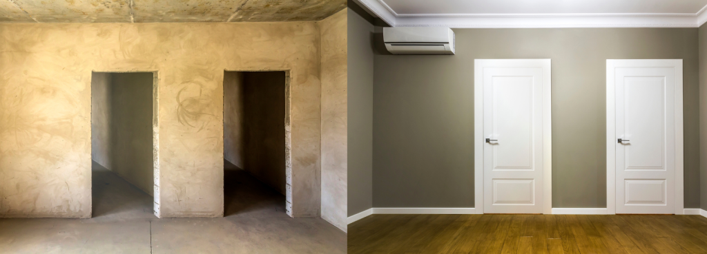 A property improvement success story: an apartment transformed and decluttered by professional services, showcasing minimalist design and enhanced living space.